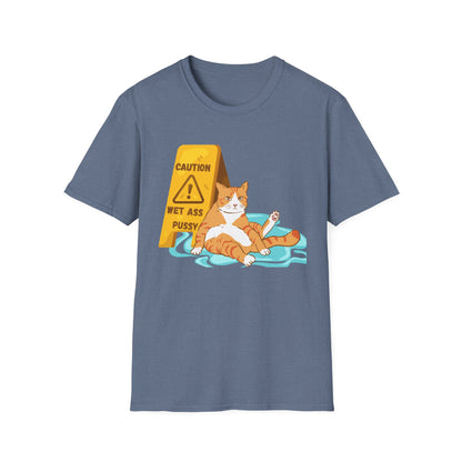 Caution Wet Ass Pussy T-Shirt, Funny Cat Tee, Unisex Humor Shirt, Gift for Cat Lovers, Cute Tee for Friends