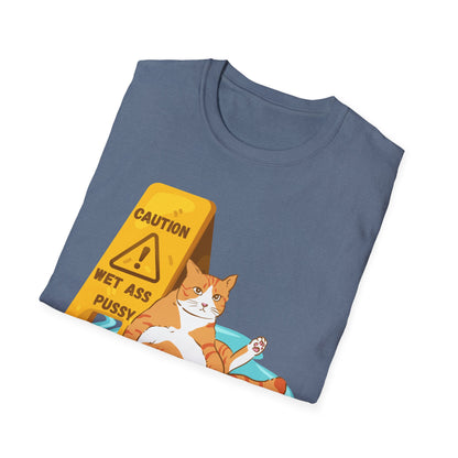Caution Wet Ass Pussy T-Shirt, Funny Cat Tee, Unisex Humor Shirt, Gift for Cat Lovers, Cute Tee for Friends