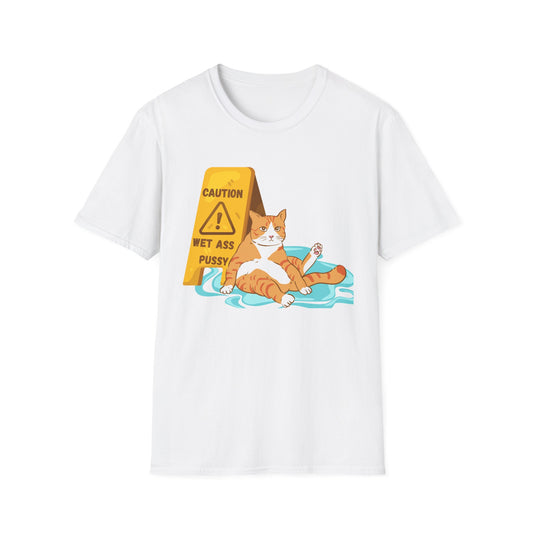 Caution Wet Ass Pussy T-Shirt, Funny Cat Tee, Unisex Humor Shirt, Gift for Cat Lovers, Cute Tee for Friends