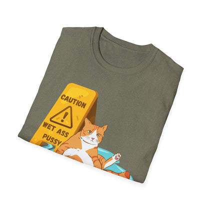 Caution Wet Ass Pussy T-Shirt, Funny Cat Tee, Unisex Humor Shirt, Gift for Cat Lovers, Cute Tee for Friends